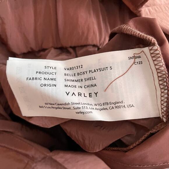 Varley Belle Boxy Playsuit Romper Clove Brown Shimmer Size Medium NEW - Picture 13 of 13